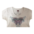 1628 Harley Davidson Women's Y2K Tattoo Style Logo Short Sleeve T Shirt White L