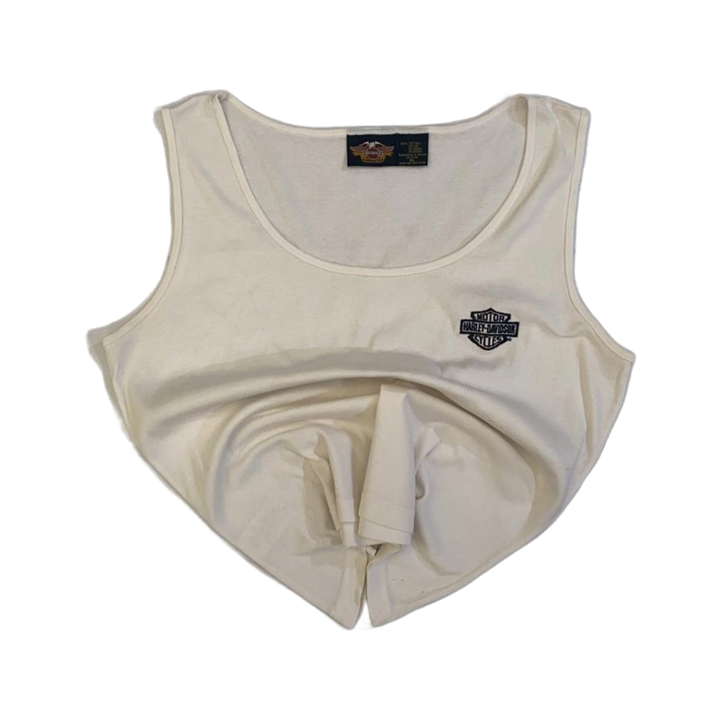 1629 Harley Davidson Women's Embroidered Logo Sleeveless Tank Top White XL
