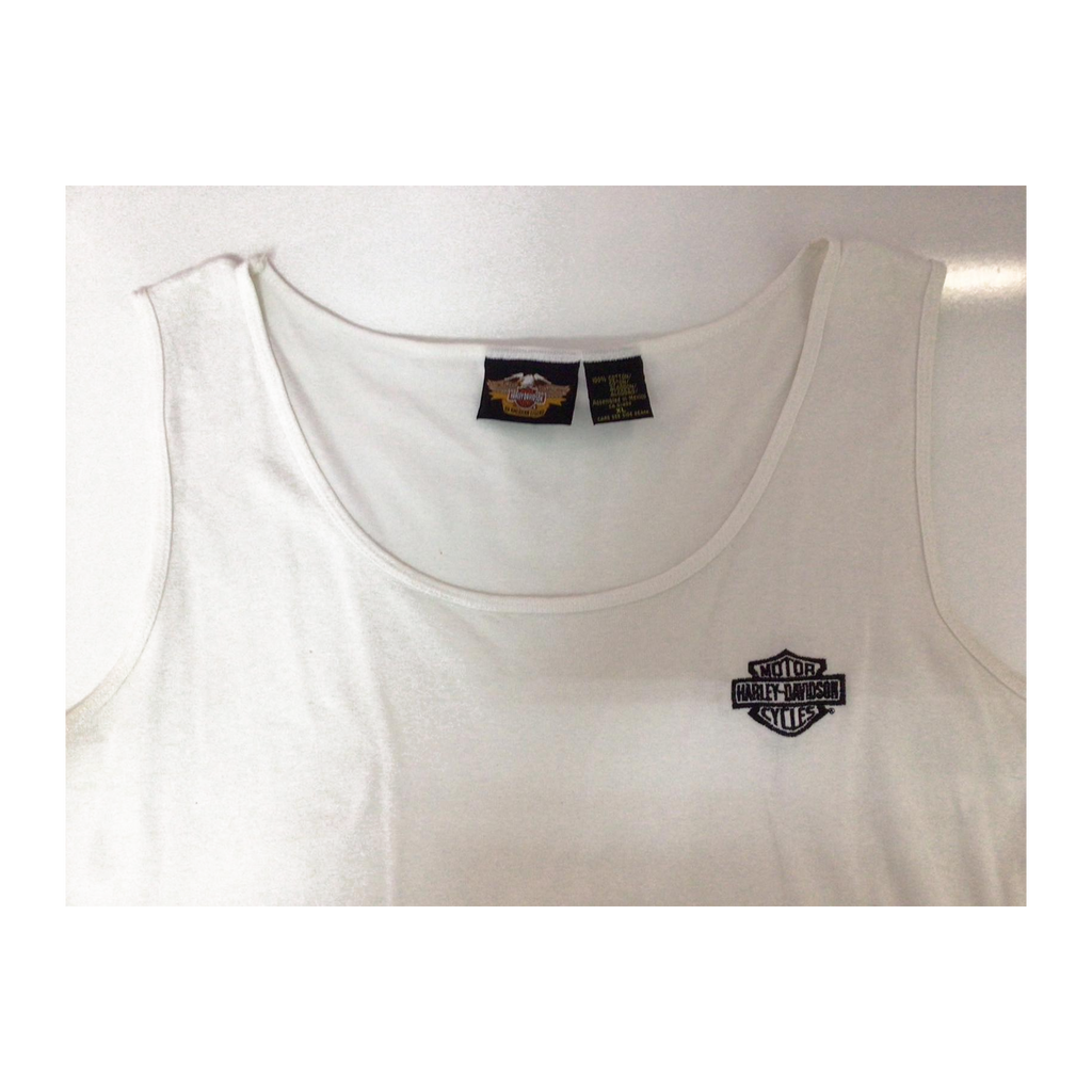 1629 Harley Davidson Women's Embroidered Logo Sleeveless Tank Top White XL