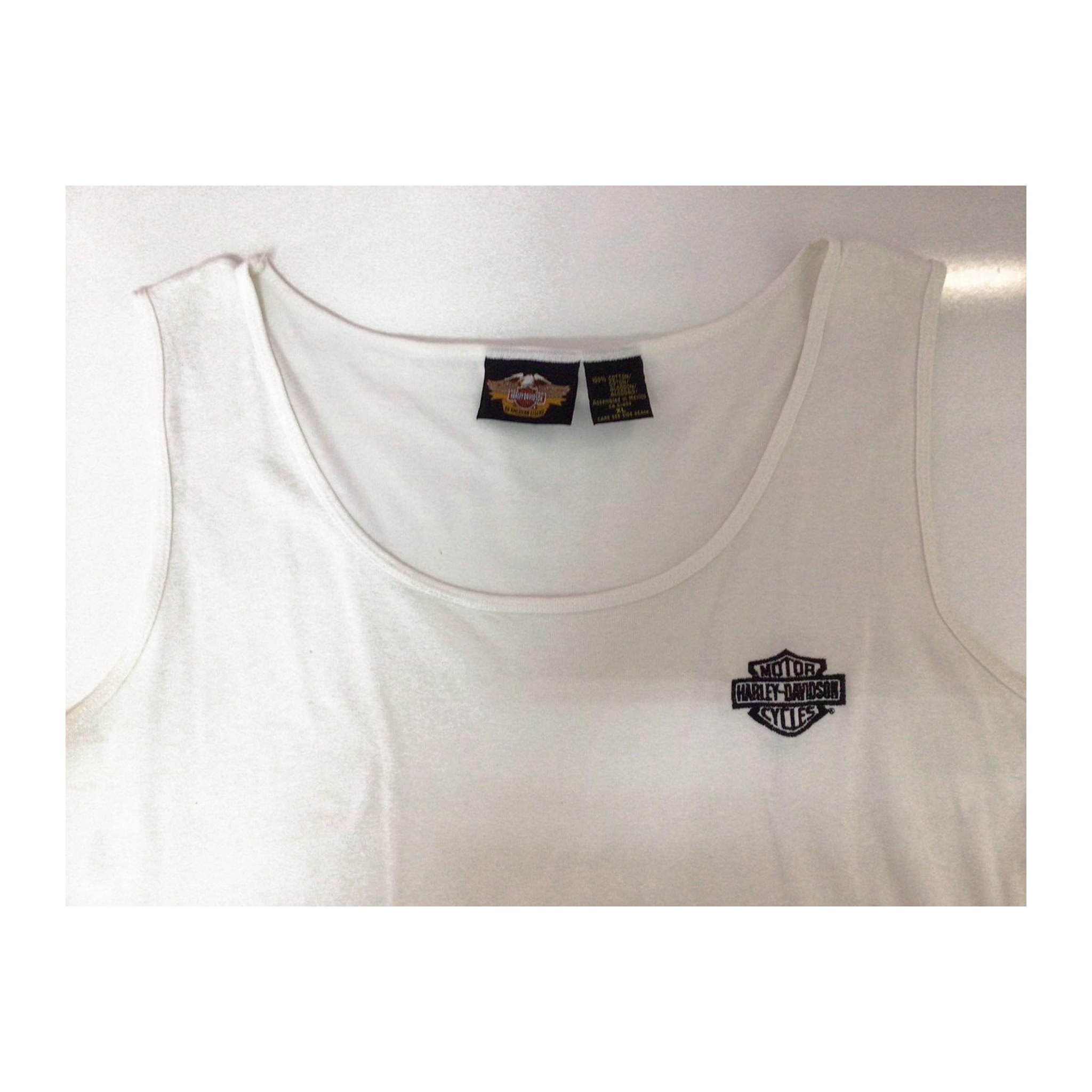 1629 Harley Davidson Women's Embroidered Logo Sleeveless Tank Top White XL