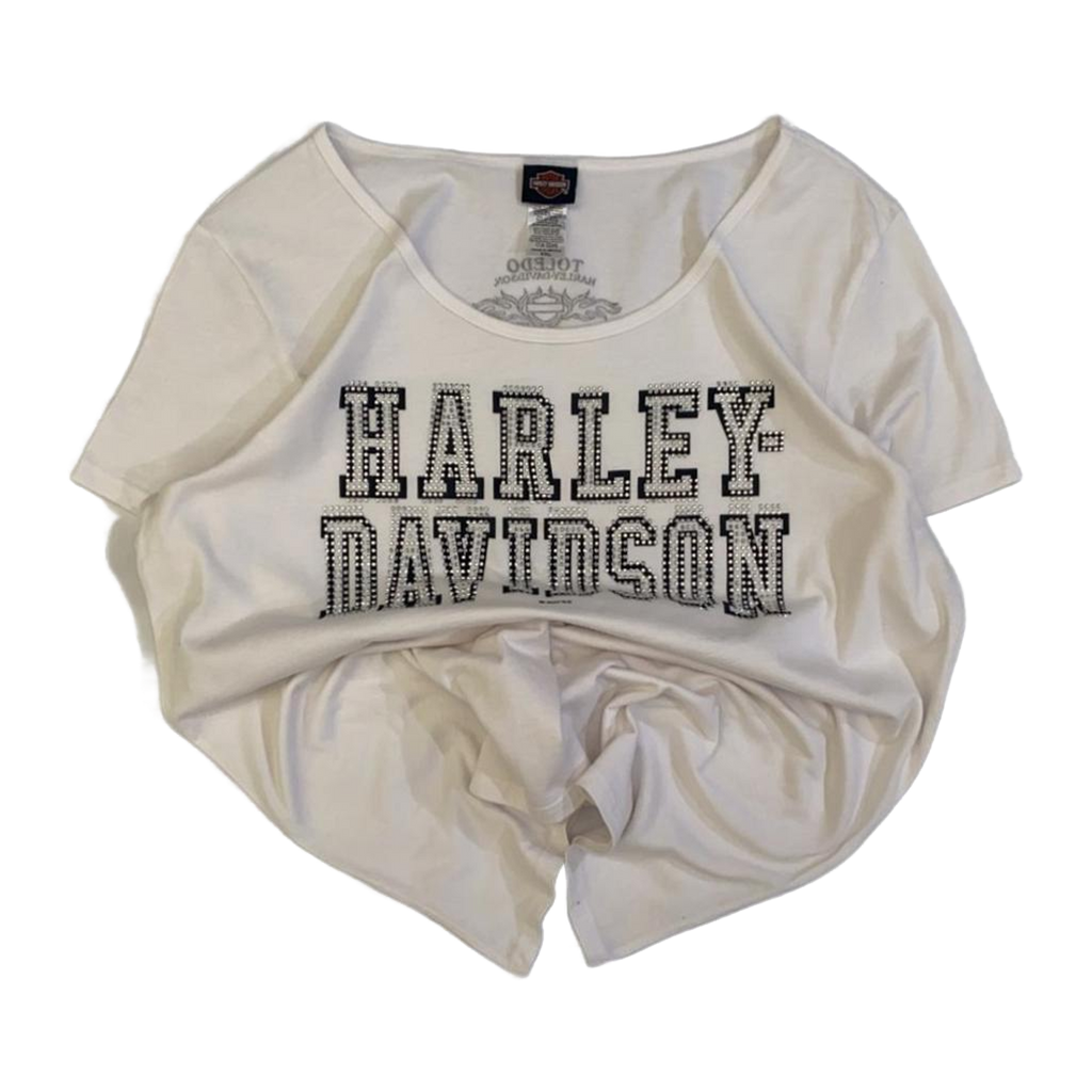 1633 Harley Davidson Bedazzled Short Sleeve T Shirt White 2XL