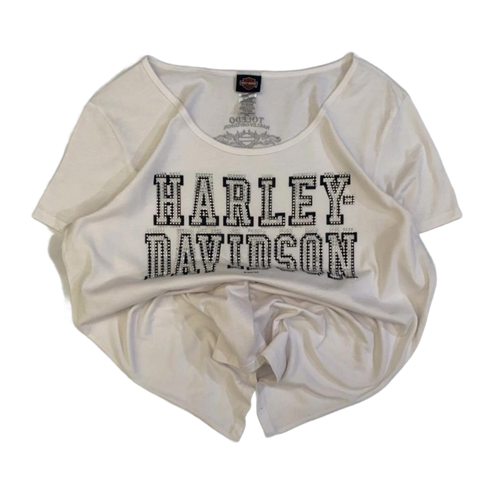 Harley Davidson Bedazzled Short Sleeve T Shirt White 2XL