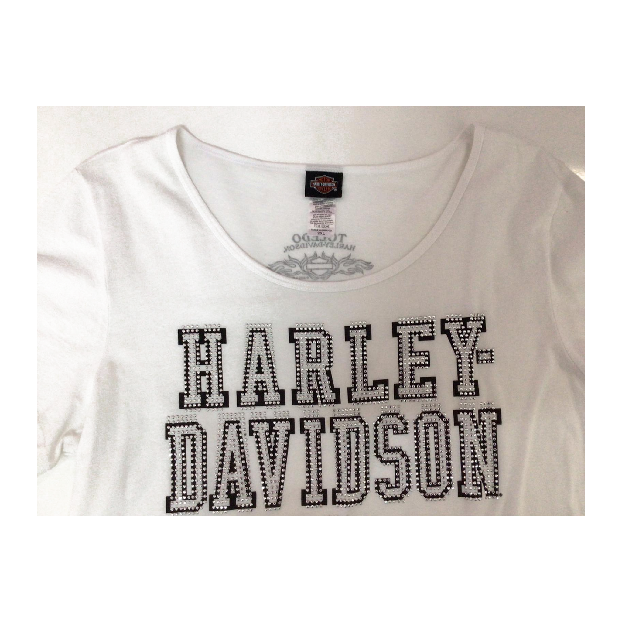 1633 Harley Davidson Bedazzled Short Sleeve T Shirt White 2XL