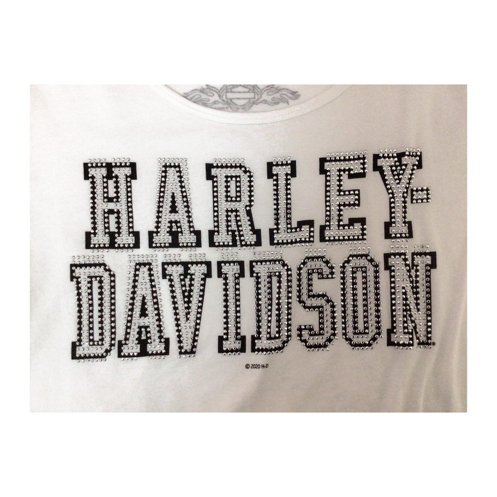 1633 Harley Davidson Bedazzled Short Sleeve T Shirt White 2XL