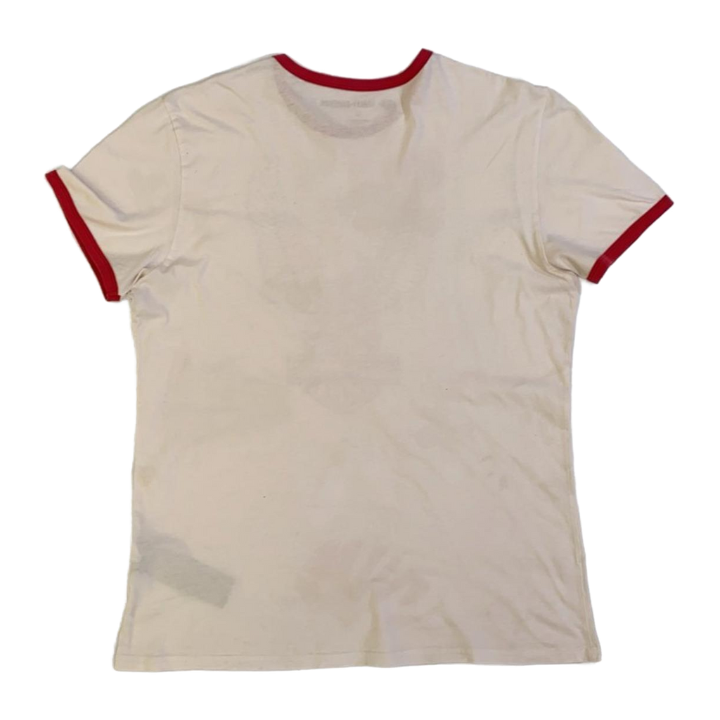 1636 Harley Davidson Women's Eagle Logo Contrast Rib Short Sleeve T Shirt White XL