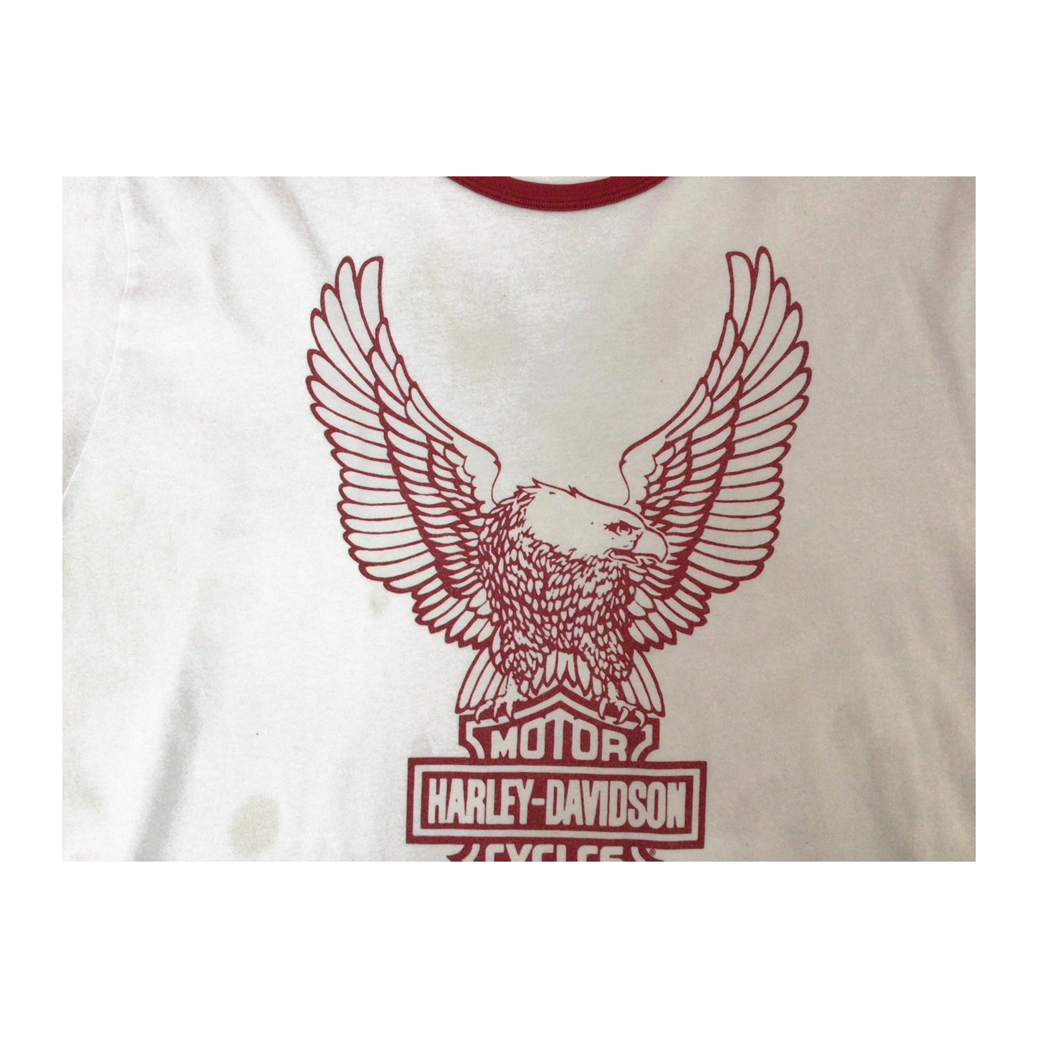 1636 Harley Davidson Women's Eagle Logo Contrast Rib Short Sleeve T Shirt White XL