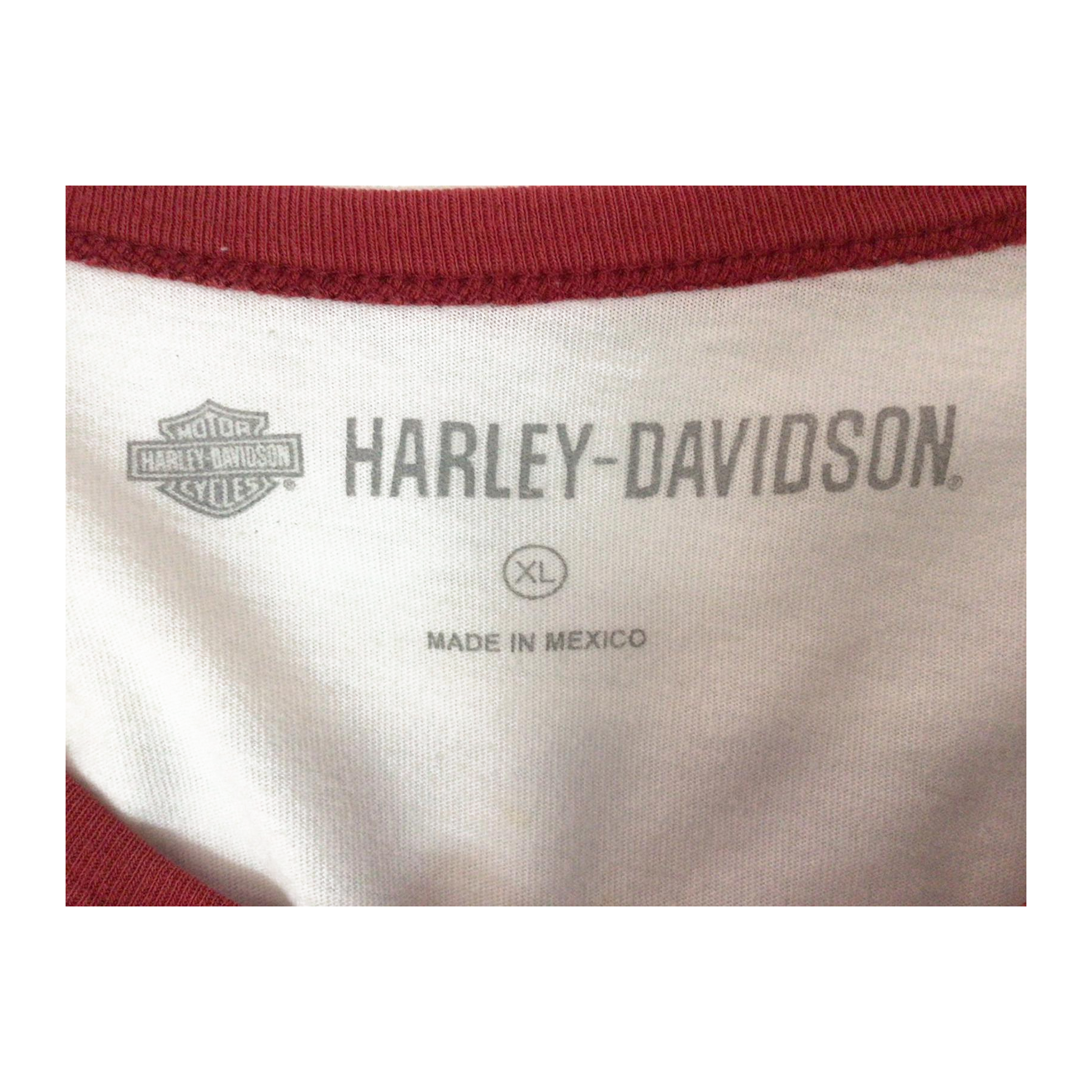 1636 Harley Davidson Women's Eagle Logo Contrast Rib Short Sleeve T Shirt White XL