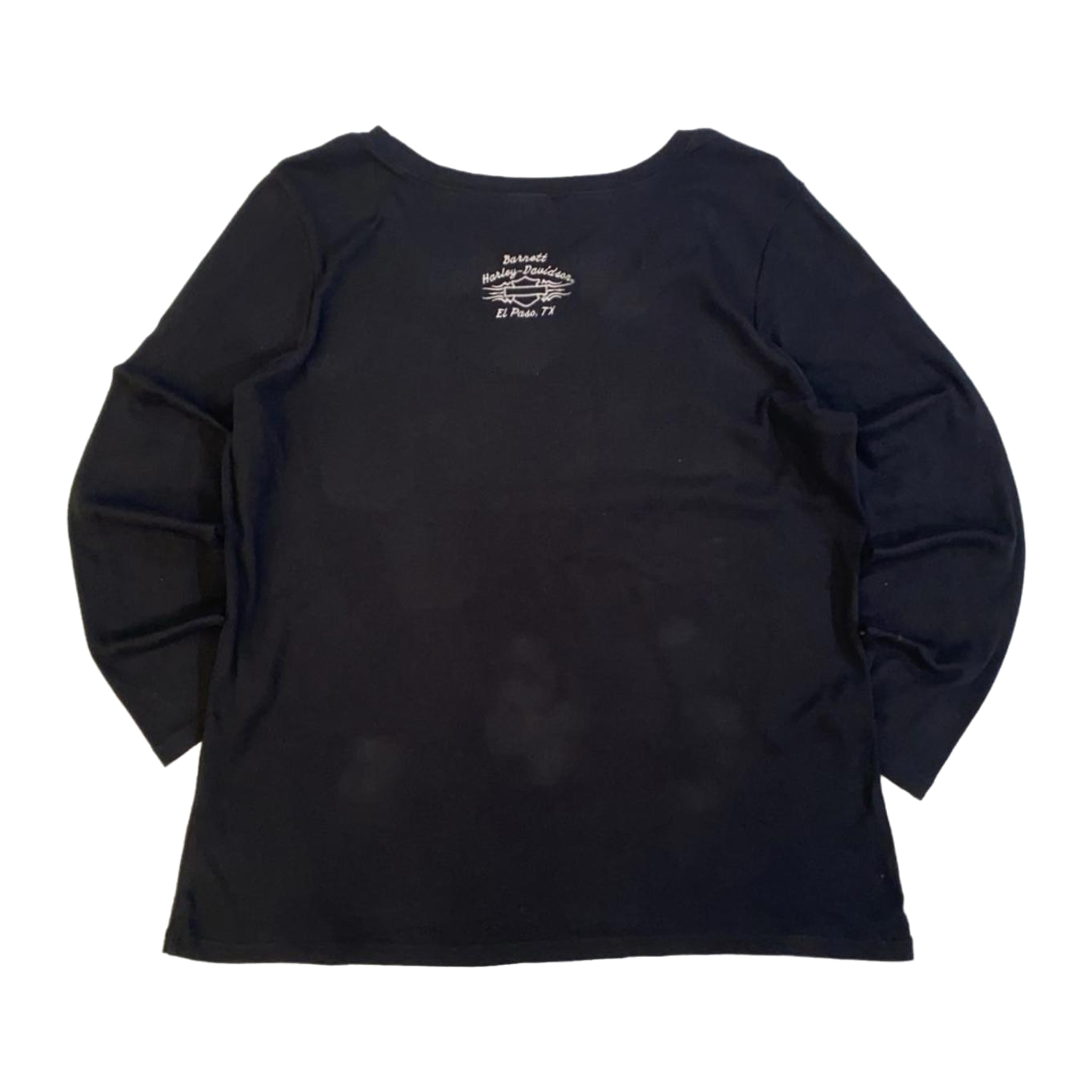 1637 Harley Davidson Women's Contrast Stitch Logo Patch Long Sleeve T Shirt Black 2XL