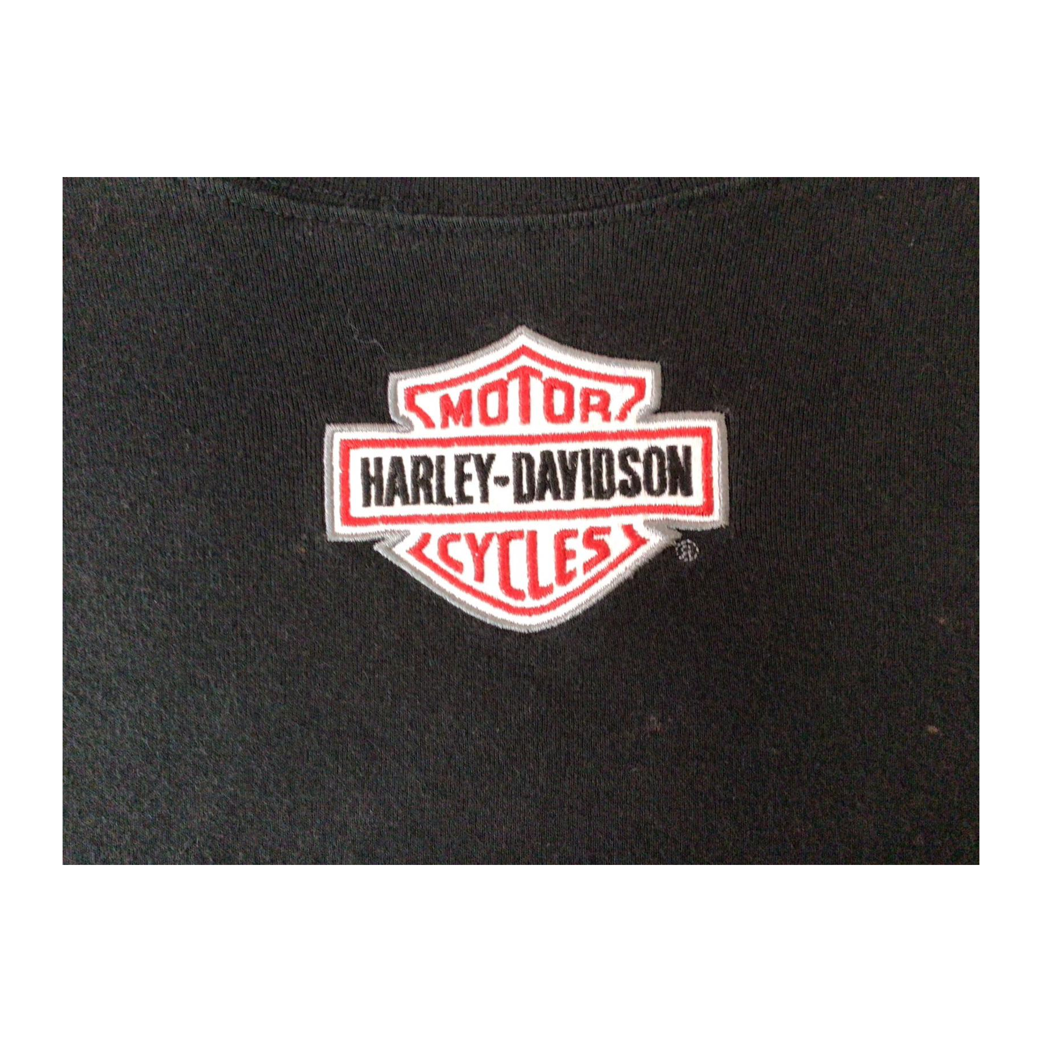 1637 Harley Davidson Women's Contrast Stitch Logo Patch Long Sleeve T Shirt Black 2XL