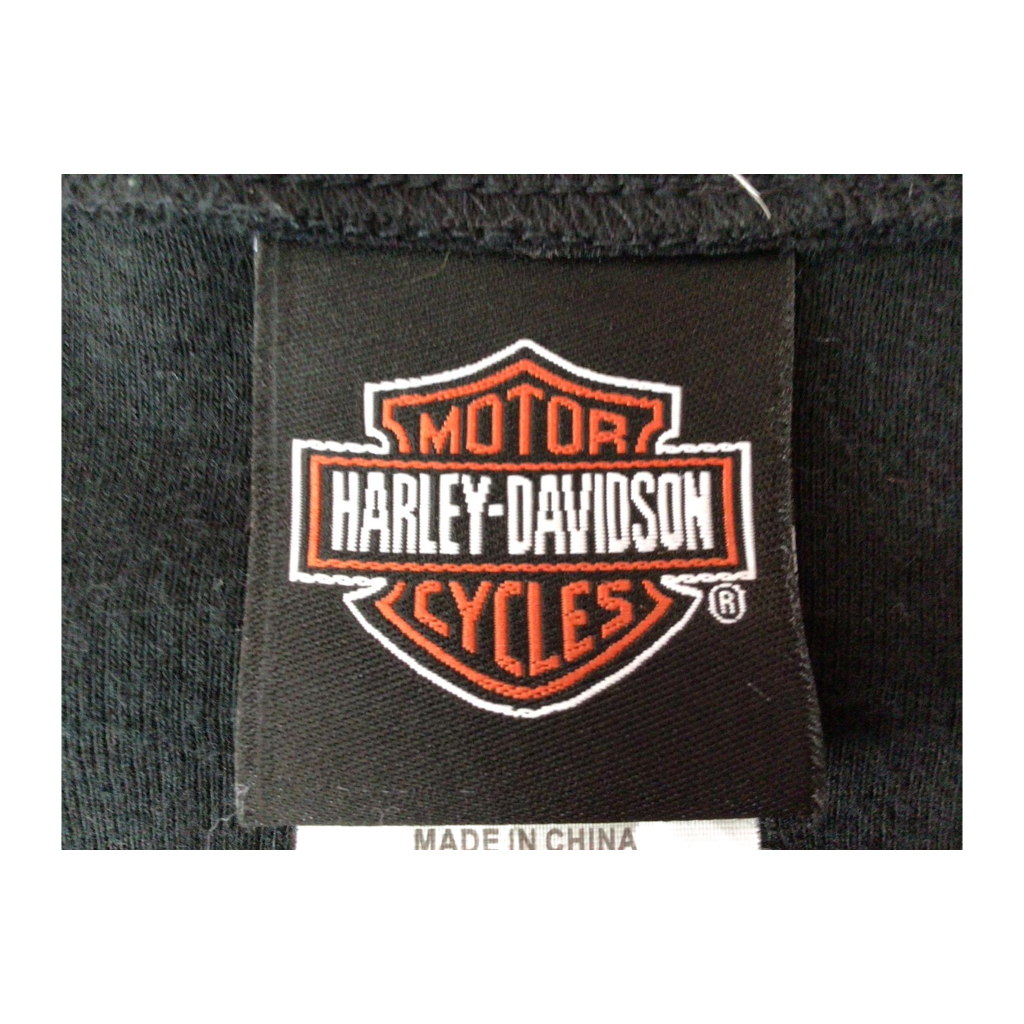 1637 Harley Davidson Women's Contrast Stitch Logo Patch Long Sleeve T Shirt Black 2XL