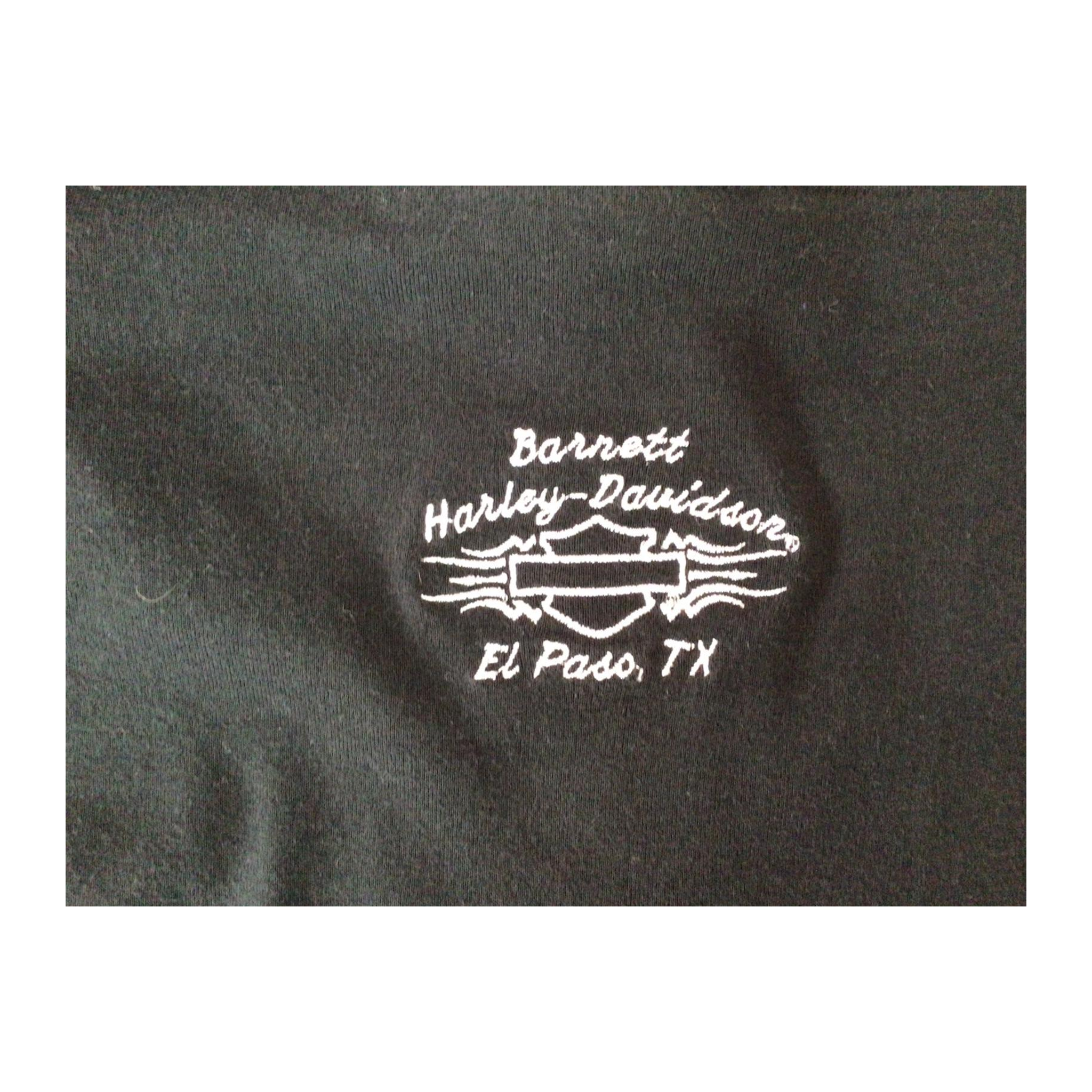 1637 Harley Davidson Women's Contrast Stitch Logo Patch Long Sleeve T Shirt Black 2XL