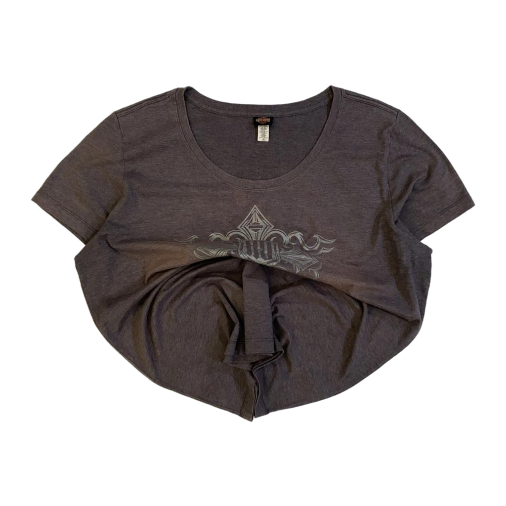 1638 Harley Davidson Women's Y2K Filigree Cross Short Sleeve T Shirt Grey 3XL