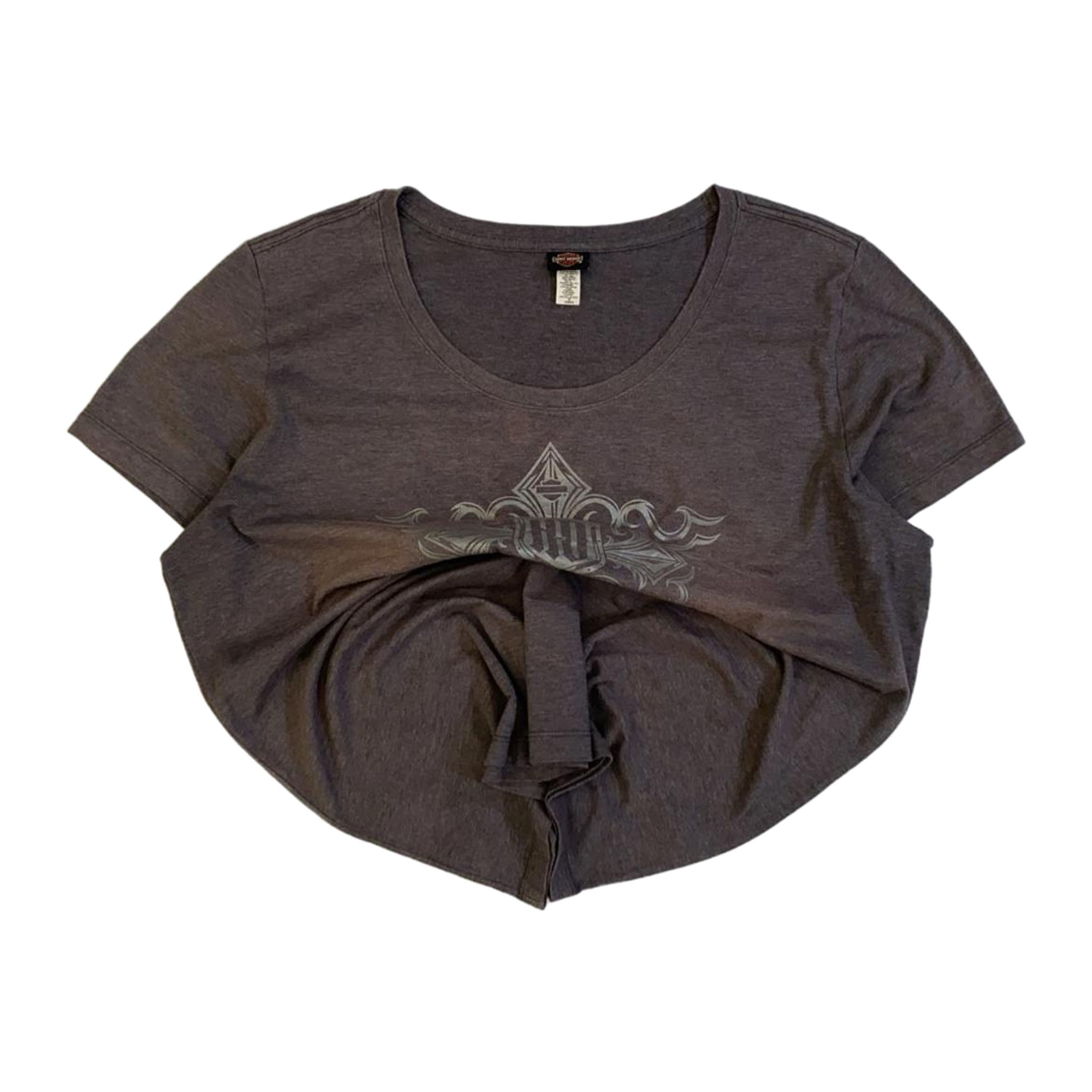 1638 Harley Davidson Women's Y2K Filigree Cross Short Sleeve T Shirt Grey 3XL