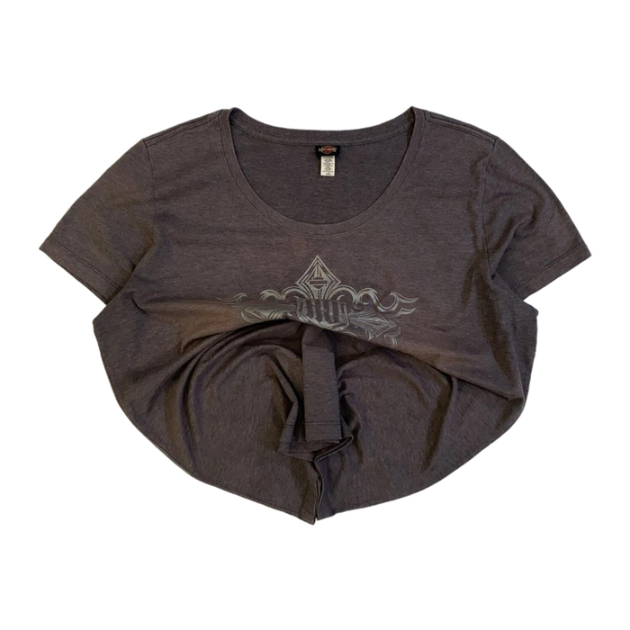 Harley Davidson Women's Y2K Filigree Cross Short Sleeve T Shirt Grey 3XL