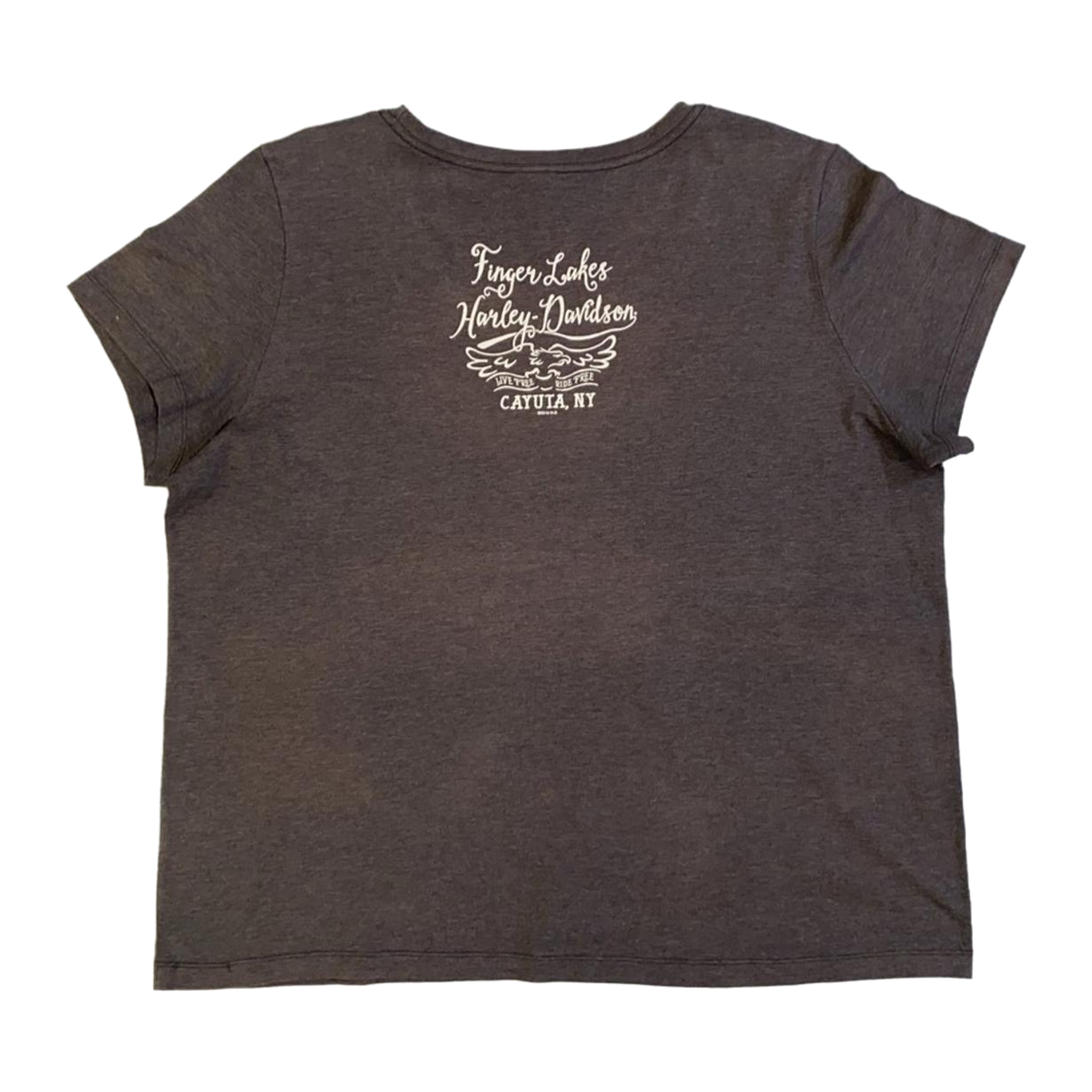 1638 Harley Davidson Women's Y2K Filigree Cross Short Sleeve T Shirt Grey 3XL