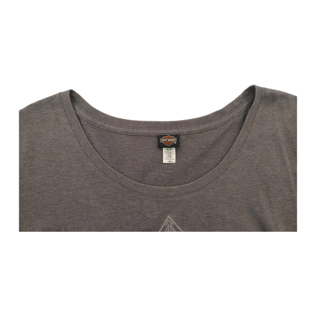 1638 Harley Davidson Women's Y2K Filigree Cross Short Sleeve T Shirt Grey 3XL
