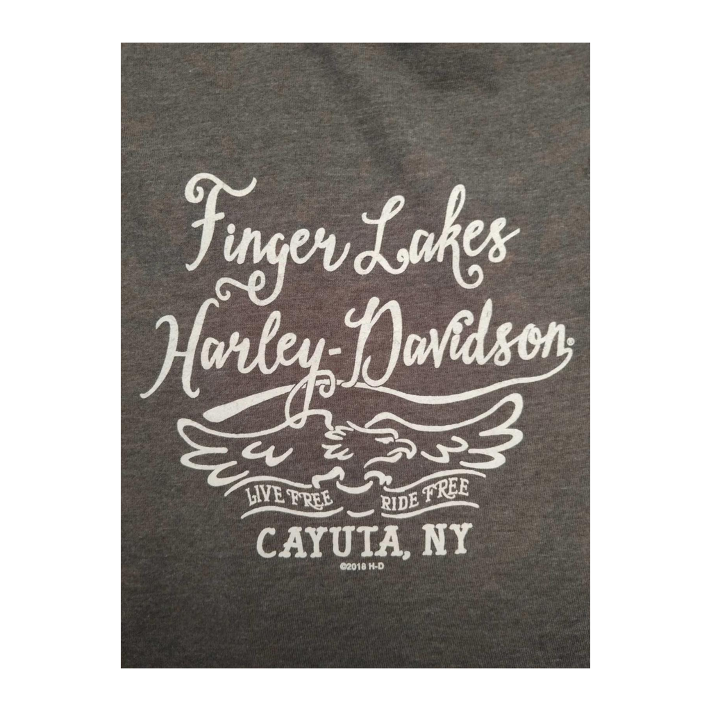 1638 Harley Davidson Women's Y2K Filigree Cross Short Sleeve T Shirt Grey 3XL
