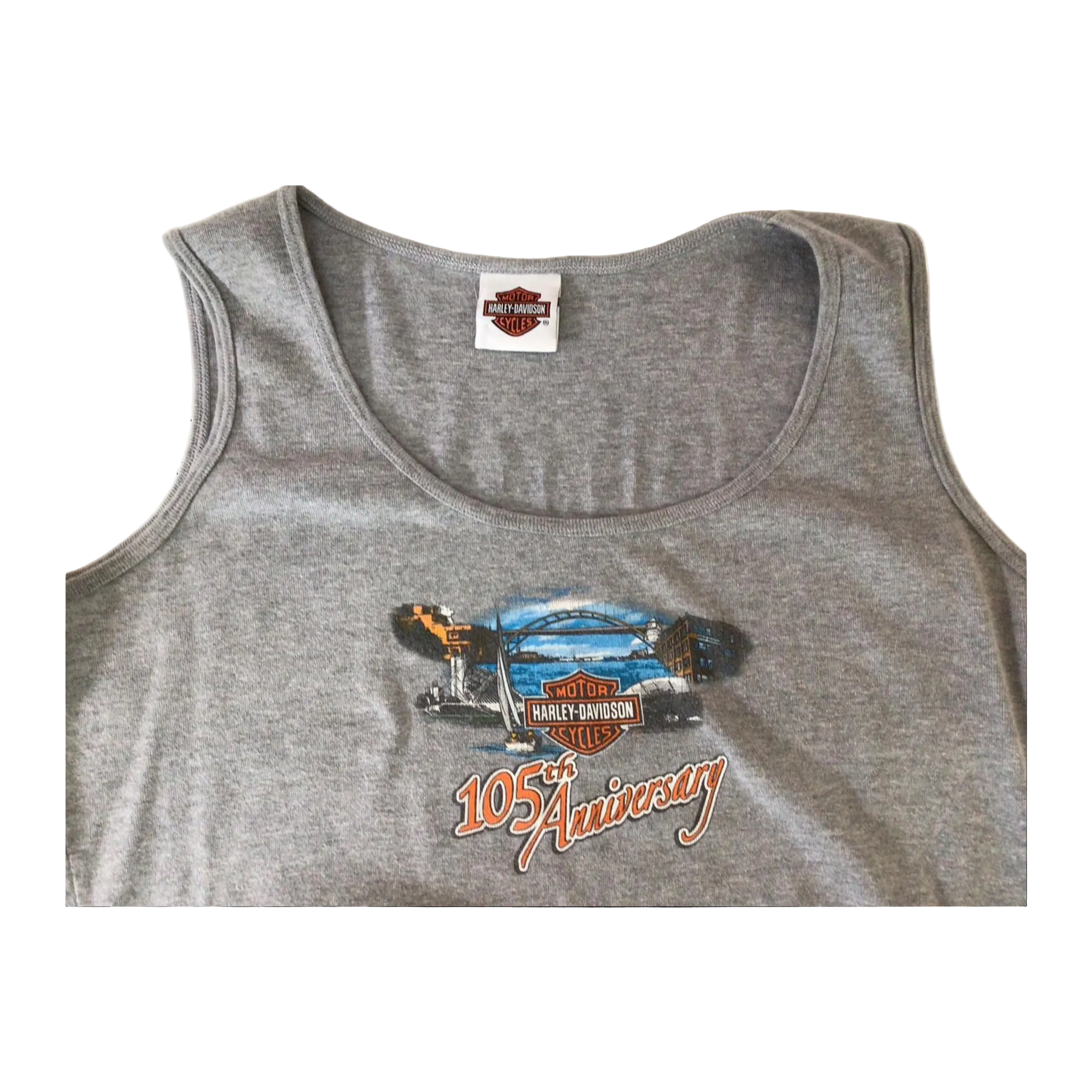 1639 Harley Davidson 105th Anniversary Sleeveless Tank Top Grey XL
