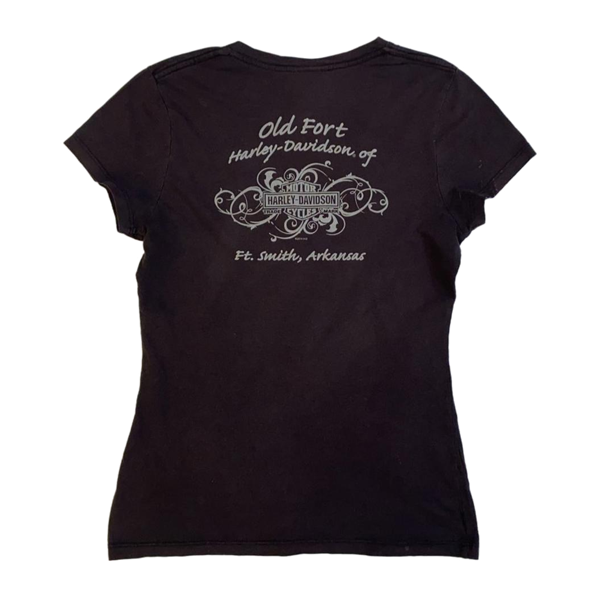 1641 Harley Davidson Women's Bedazzled Logo Short Sleeve V Neck T Shirt Black M