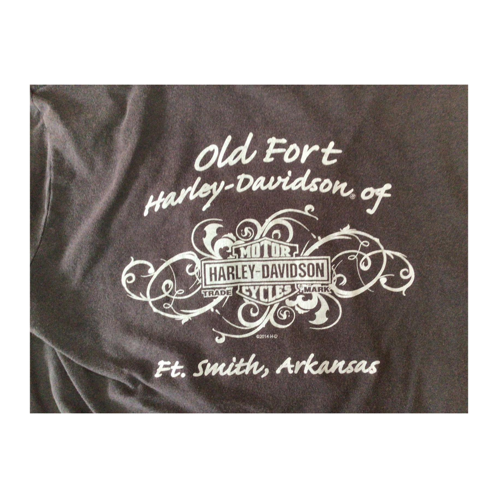 1641 Harley Davidson Women's Bedazzled Logo Short Sleeve V Neck T Shirt Black M