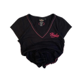 1642 Harley Davidson Women's Contrast Stitch Short Sleeve Baby Doll T Shirt Black M