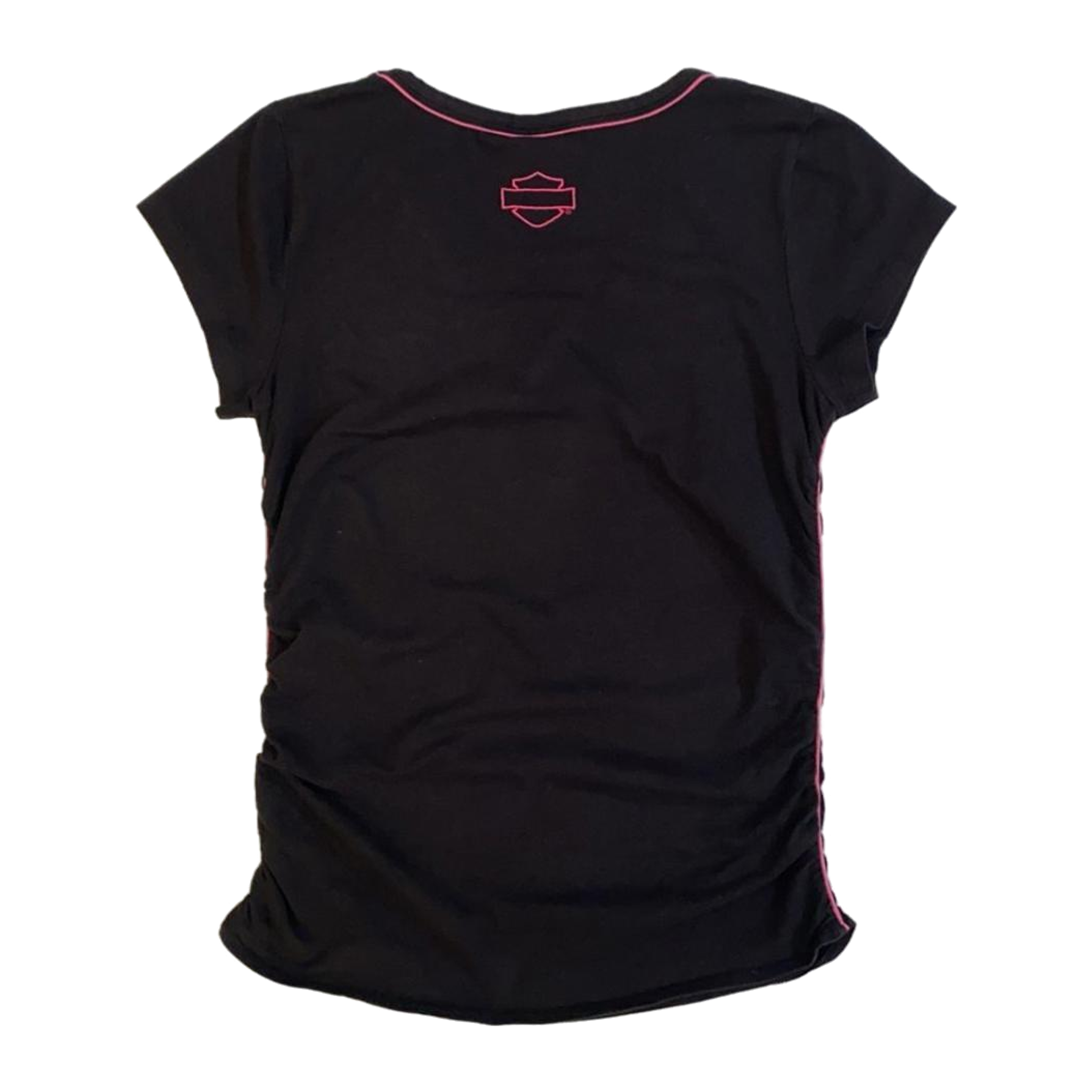 1642 Harley Davidson Women's Contrast Stitch Short Sleeve Baby Doll T Shirt Black M