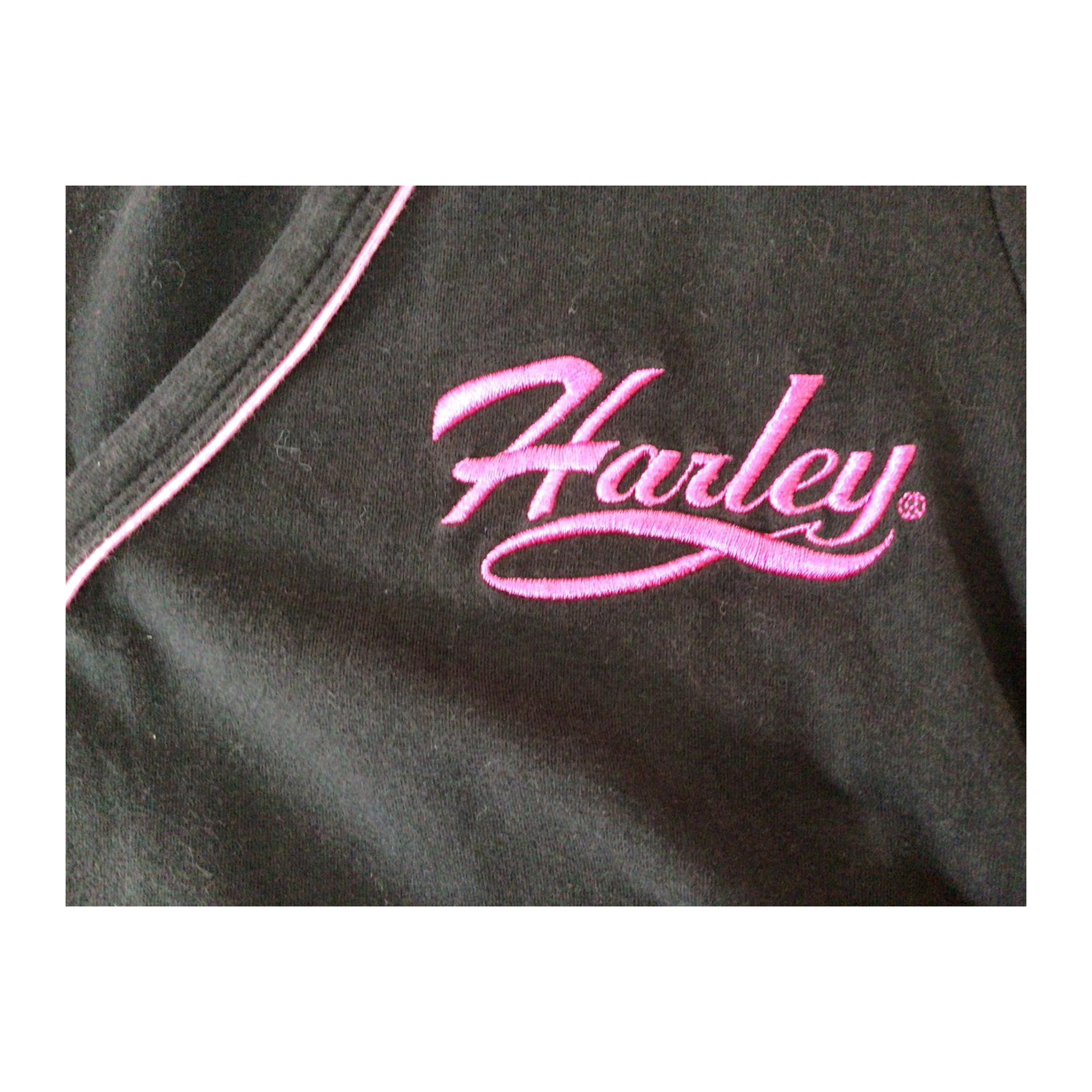 1642 Harley Davidson Women's Contrast Stitch Short Sleeve Baby Doll T Shirt Black M
