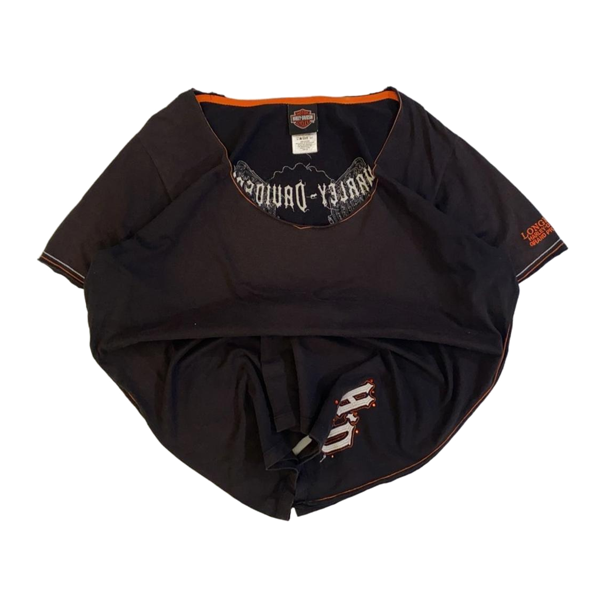 1643 Harley Davidson Women's Rhinestone Skull Short Sleeve T Shirt Black 2XL