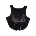 1644 Harley Davidson Women's Eagle Logo Contrast Stitch Ribbed Tank Top Black 2XL