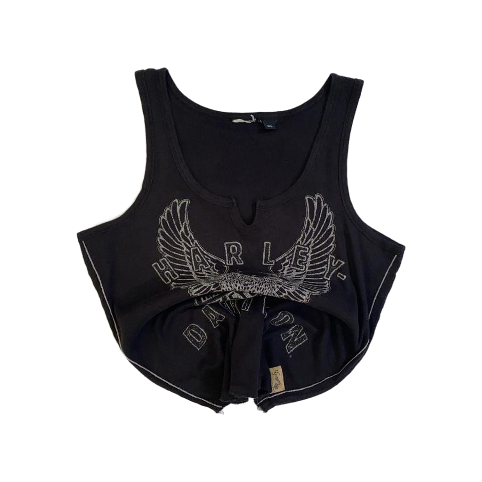 1644 Harley Davidson Women's Eagle Logo Contrast Stitch Ribbed Tank Top Black 2XL