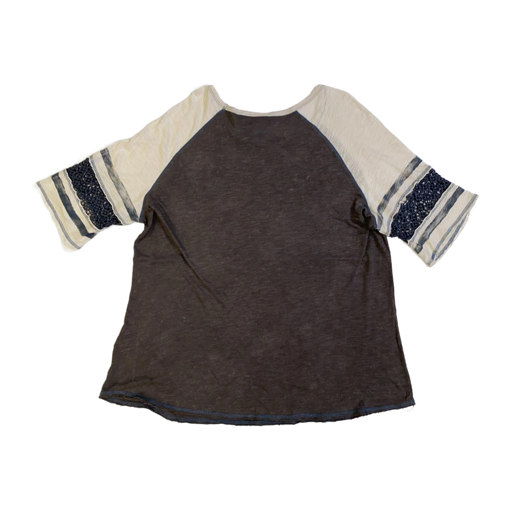 1645 Harley Davidson Women's Boho Accent Quarter Sleeve Baseball T Grey 2XL