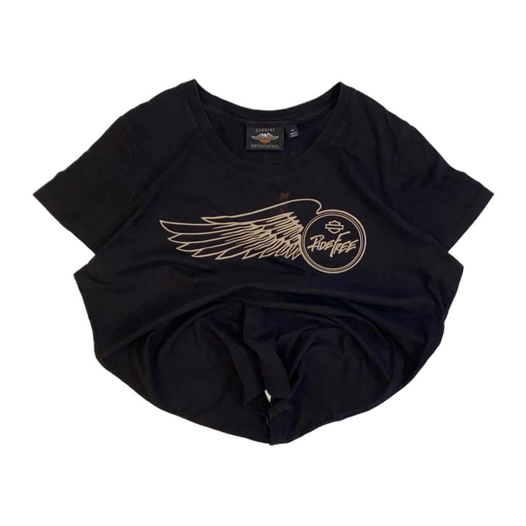 1646 Harley Davidson Women's Ride Free Winged Logo Short Sleeve T Shirt Black XL