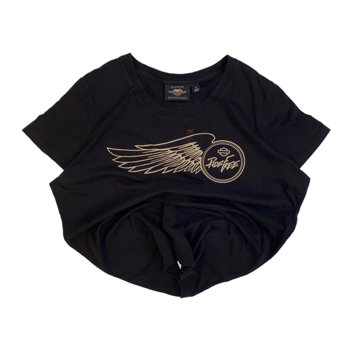 Harley Davidson Women's Ride Free Winged Logo Short Sleeve T Shirt Black XL