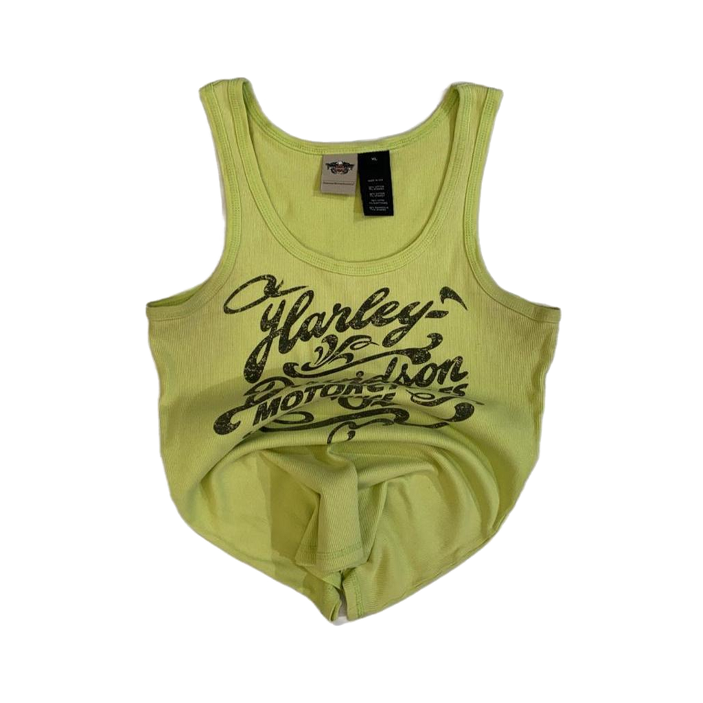 1650 Harley Davidson Women's Ribbed Tank Top Lime Green XL