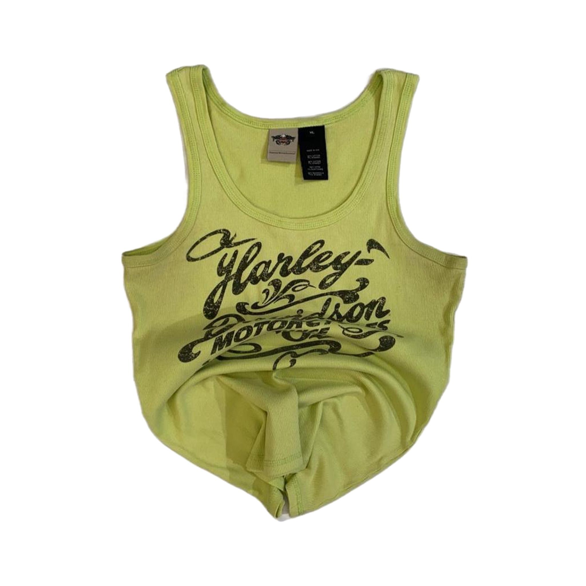 1650 Harley Davidson Women's Ribbed Tank Top Lime Green XL