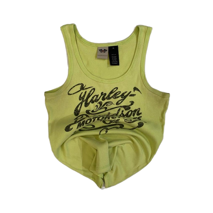 Harley Davidson Women's Ribbed Tank Top Lime Green XL