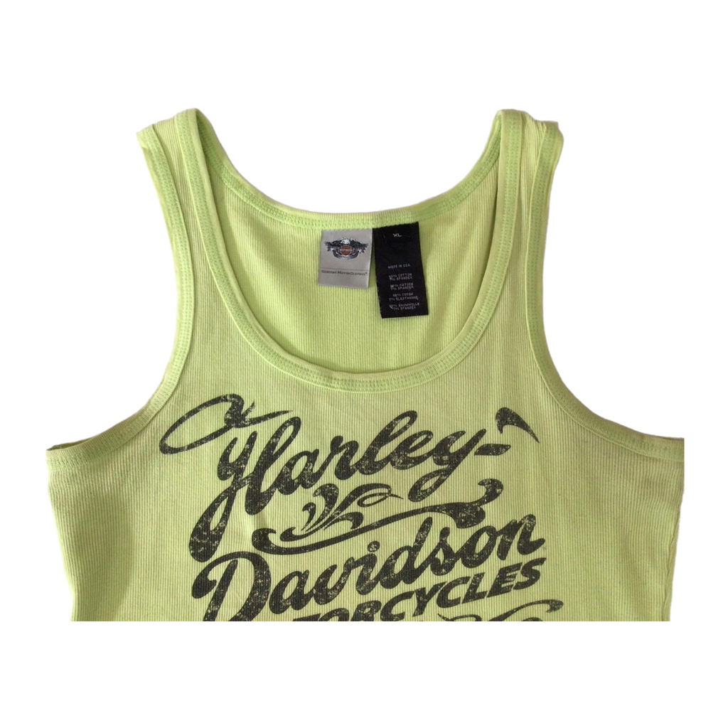 1650 Harley Davidson Women's Ribbed Tank Top Lime Green XL