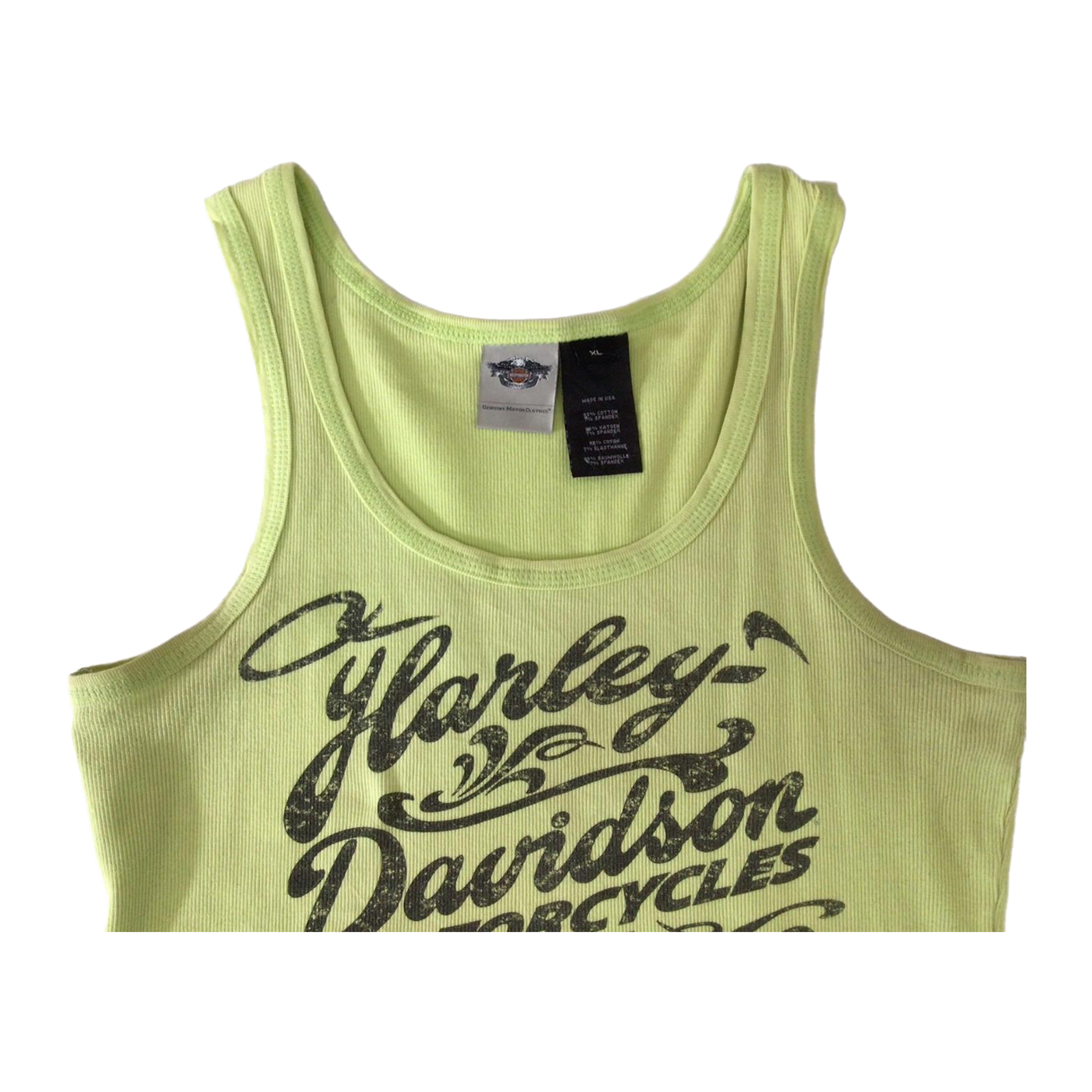 1650 Harley Davidson Women's Ribbed Tank Top Lime Green XL