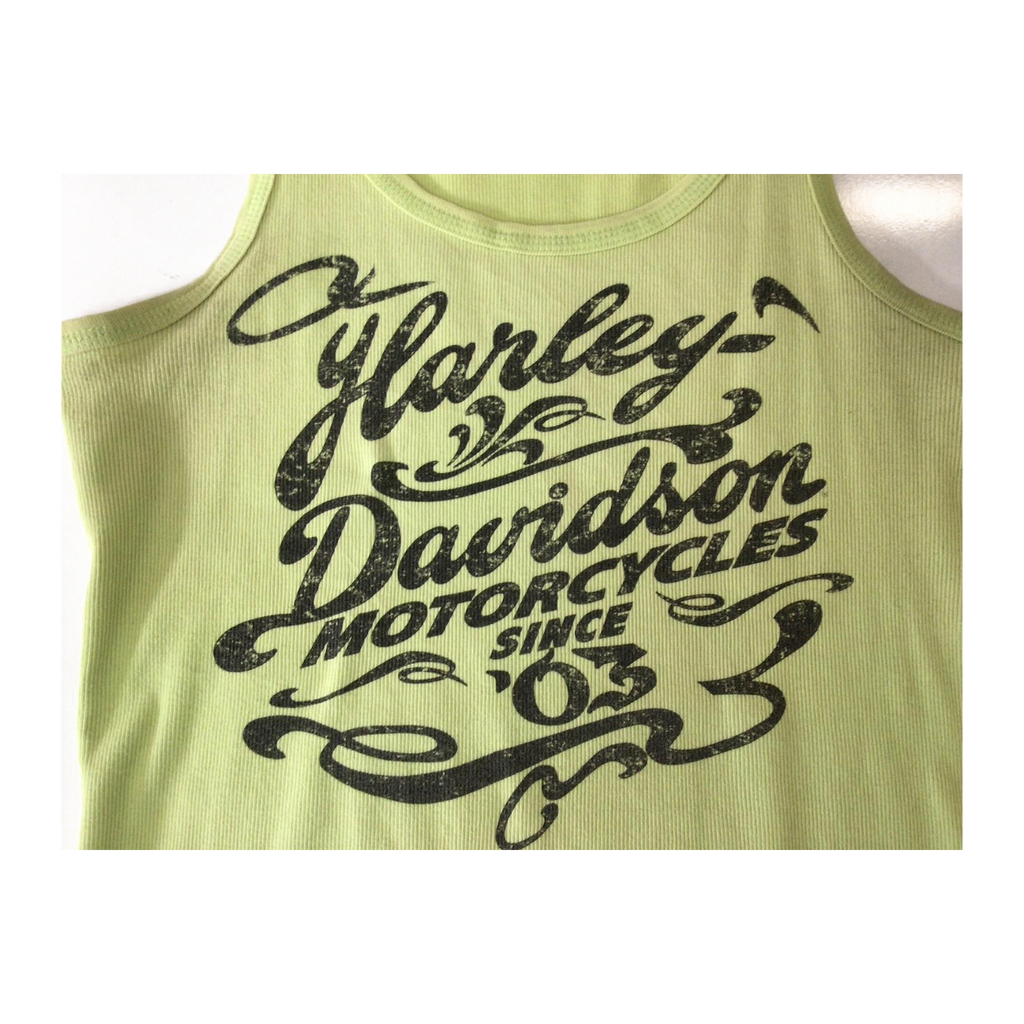 1650 Harley Davidson Women's Ribbed Tank Top Lime Green XL