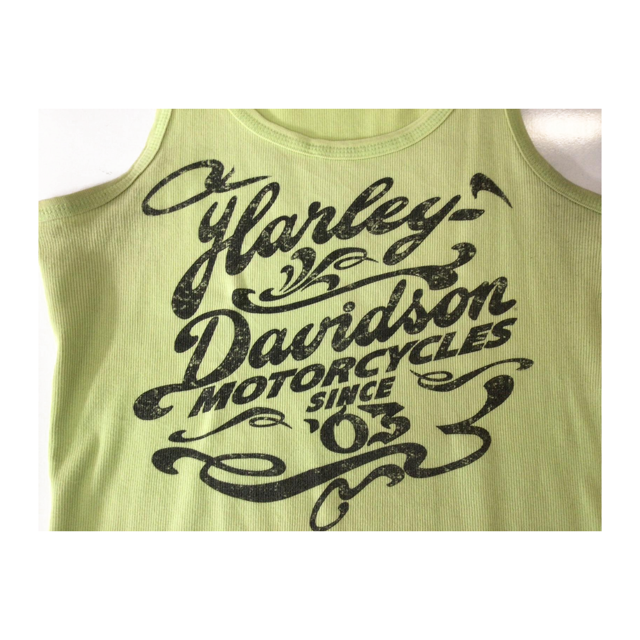 1650 Harley Davidson Women's Ribbed Tank Top Lime Green XL