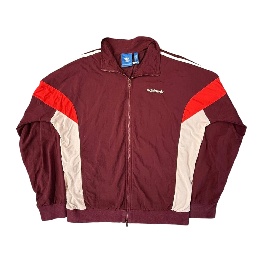 Adidas Originals Trefoil Double Layer Fleece Lined Jacket Burgundy M