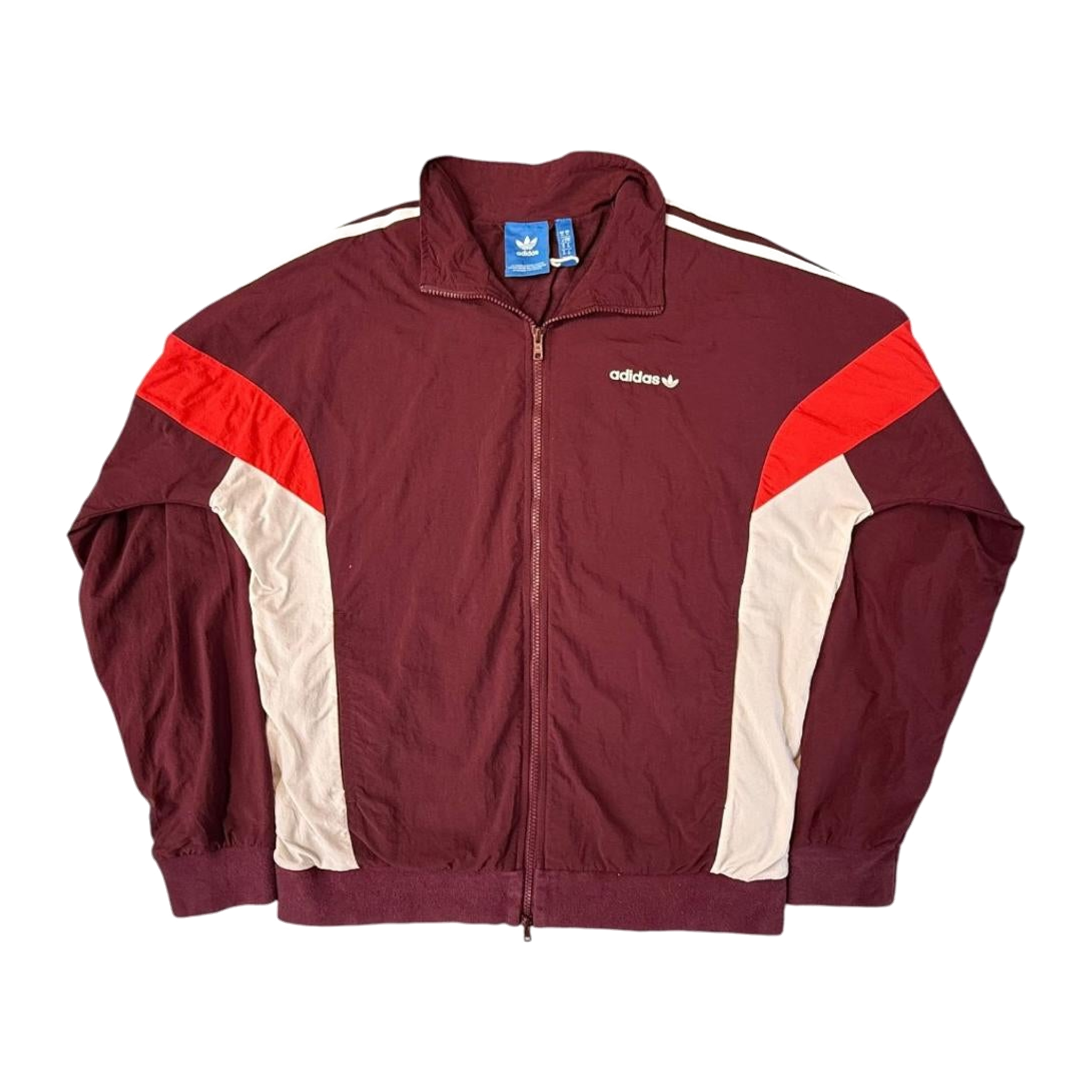 Adidas Originals Trefoil Double Layer Fleece Lined Jacket Burgundy M