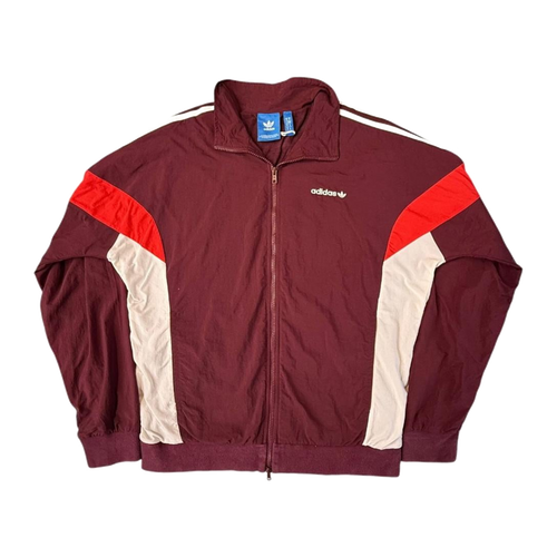 Adidas Originals Trefoil Double Layer Fleece Lined Jacket Burgundy M