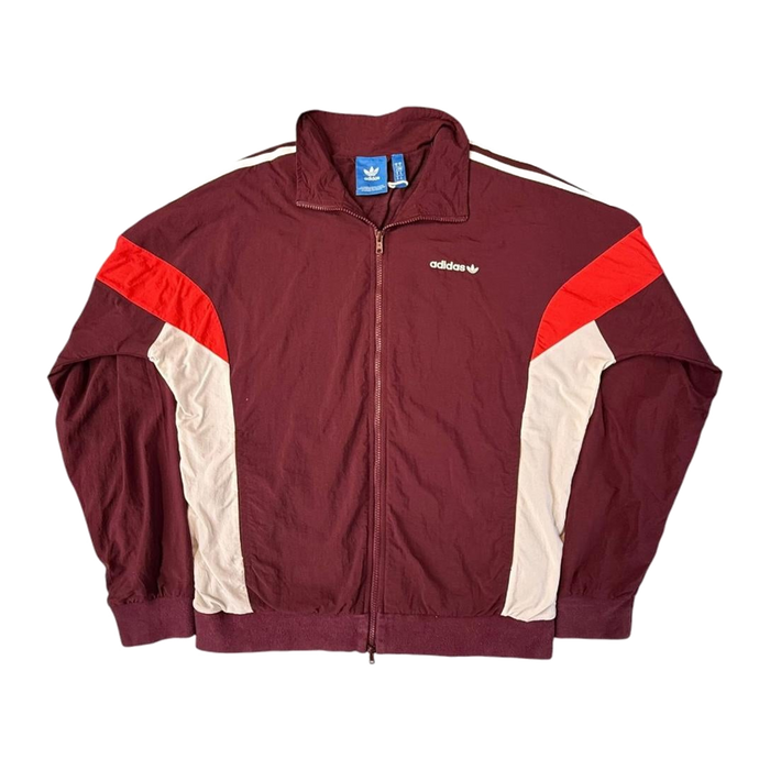 Adidas Originals Trefoil Double Layer Fleece Lined Jacket Burgundy M