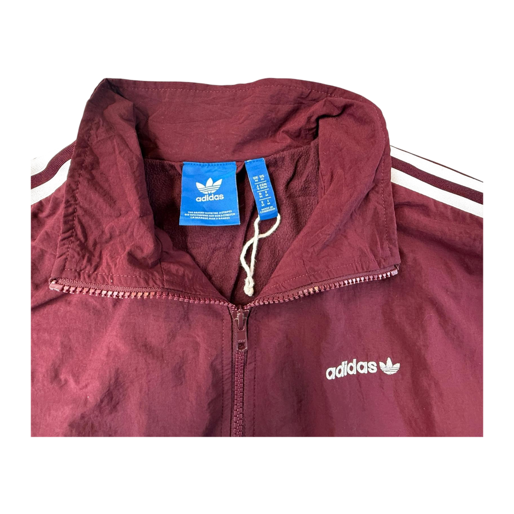 Adidas Originals Trefoil Double Layer Fleece Lined Jacket Burgundy M
