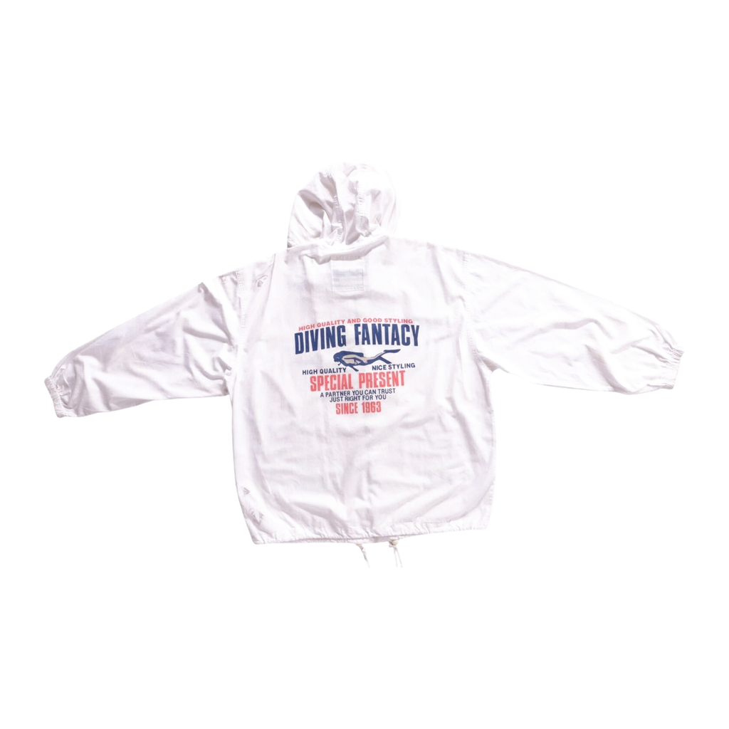 358 Ceronias Diving Lightweight Long Sleeve Zip Up Hooded Cotton Jacket White L