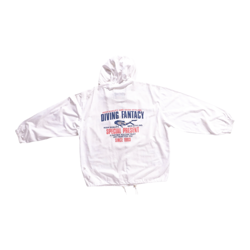 358 Ceronias Diving Lightweight Long Sleeve Zip Up Hooded Cotton Jacket White L