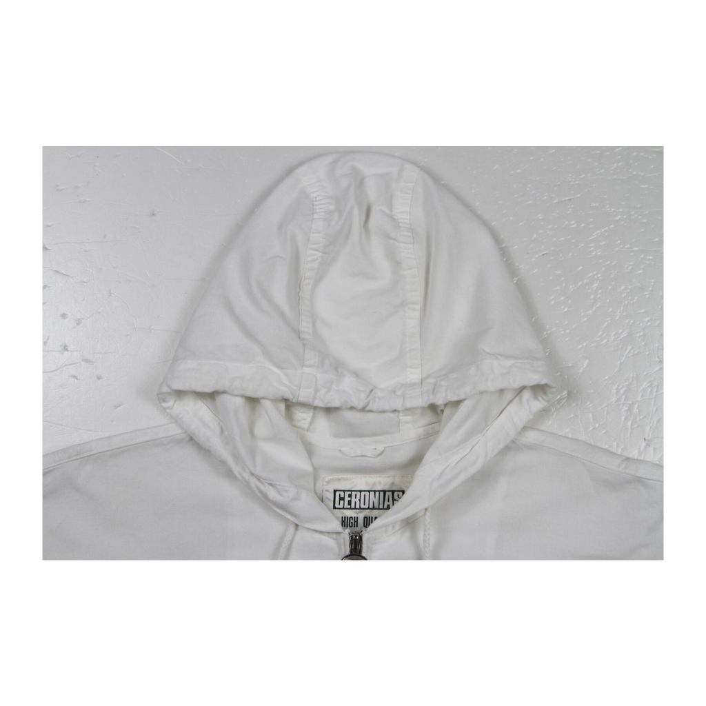 358 Ceronias Diving Lightweight Long Sleeve Zip Up Hooded Cotton Jacket White L