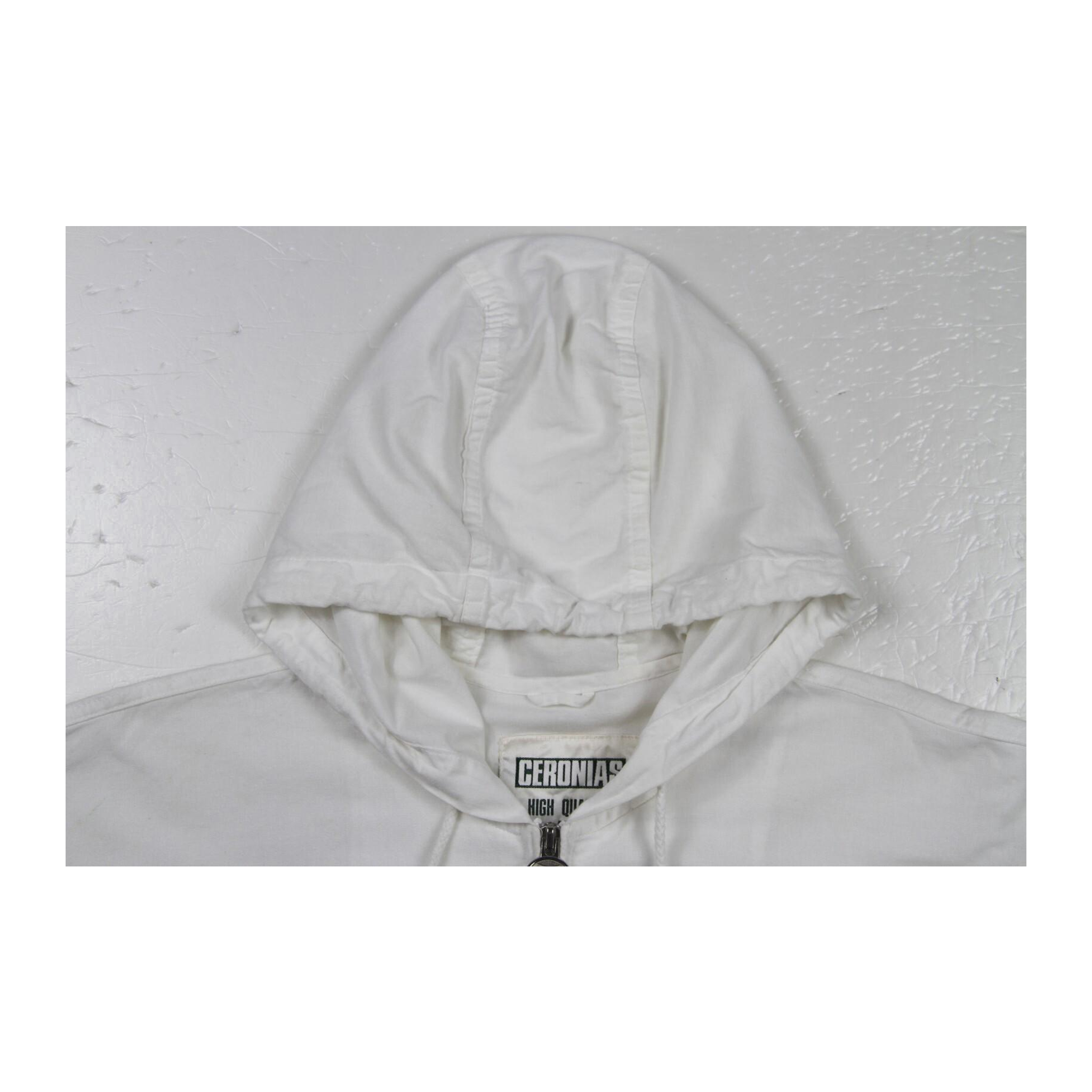 358 Ceronias Diving Lightweight Long Sleeve Zip Up Hooded Cotton Jacket White L