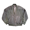 356 Aquascutum Classic 4 Button Leather Trim Wool Cardigan Jacket Khaki Grey L